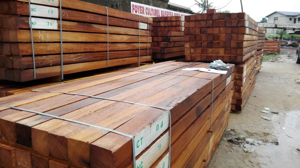 Air dried Iroko sawn lumber stacks - Cameroon hardwood supply